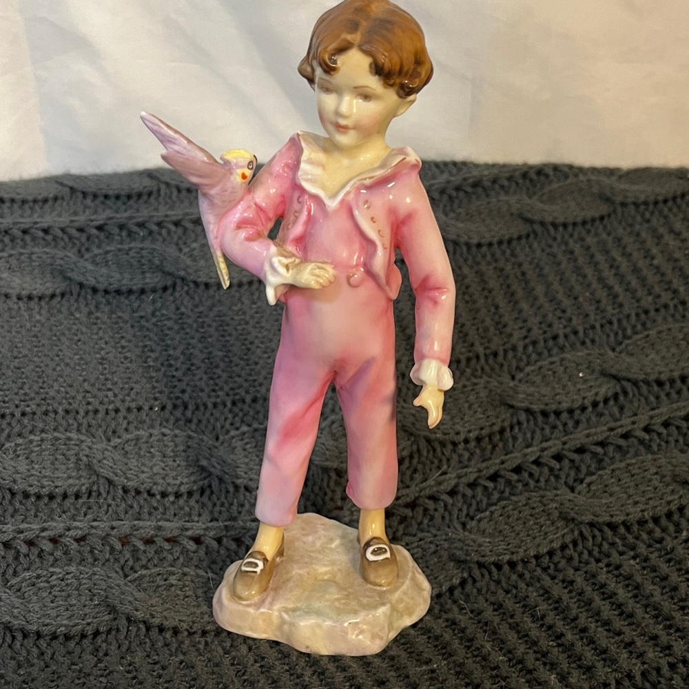 Royal Worcester Parakeet Figurine in Cream and Gold